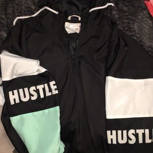 Hustle black, white & green windbreaker